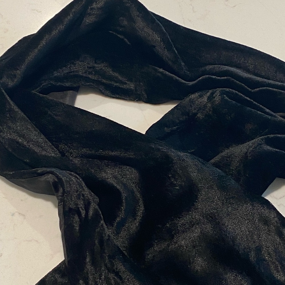 Vintage Ann Taylor Black Velvet Scarf Wrap Fringe Wedding Party - Picture 4 of 6